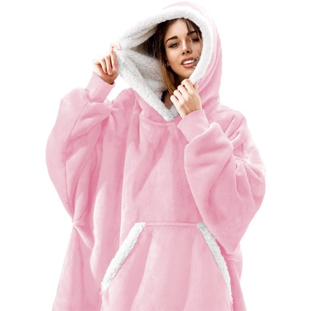 sweat plaid capuche rose