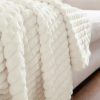 Topfinel – couverture polaire en flanelle à carreaux, couleur unie, Portable et chaude en hiver, pour lit et canapé 4