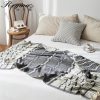 REGINA – couverture tricotée à la mode moderne, douce et moelleuse, en coton, avec pompon à rayures, décoration de lit pour la maison, couette chaude 2
